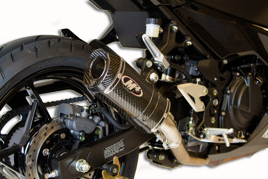 M4 SLIP-ON WITH X96 CARBON CANISTER 2018-2023 Kawasaki Ninja 400